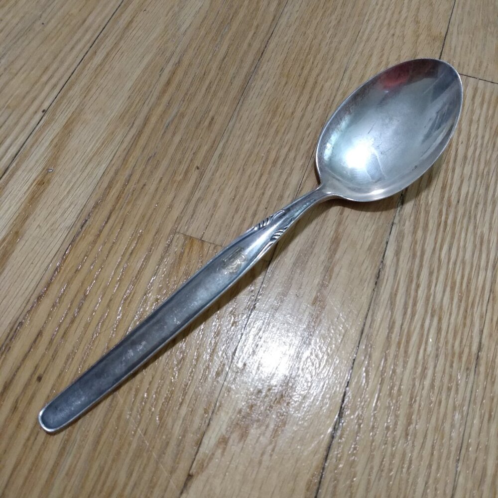 Vintage Auerhahn 90 German Silverplate Spoon Monogram I.B. or L.B.